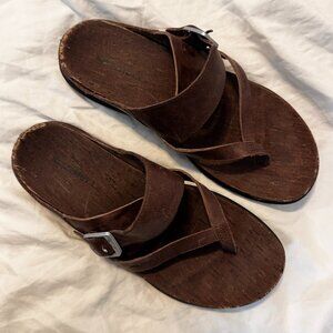Women's Around Town Thong Buckle Sandals Brown